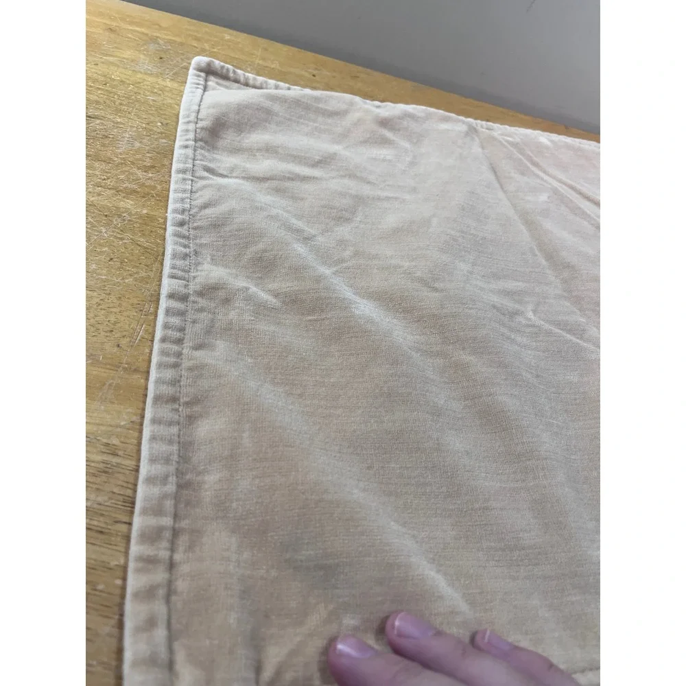 Pottery Barn Tan Velvet 20x20 Square Pillow Cover Hidden Zipper Beige Vtg Style